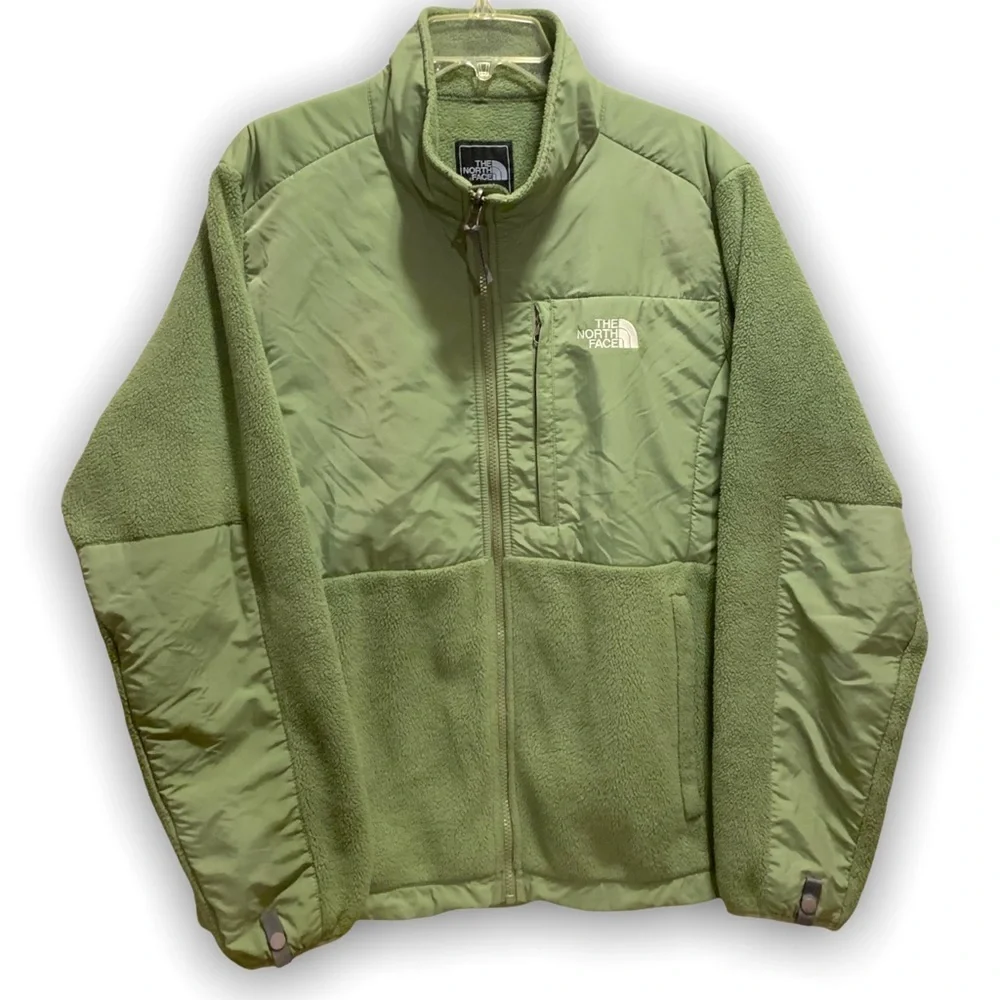 North Face XL Womens Denali Fleece Jacket Full Zip Drawstring Sage Green - Picture 7 of 12